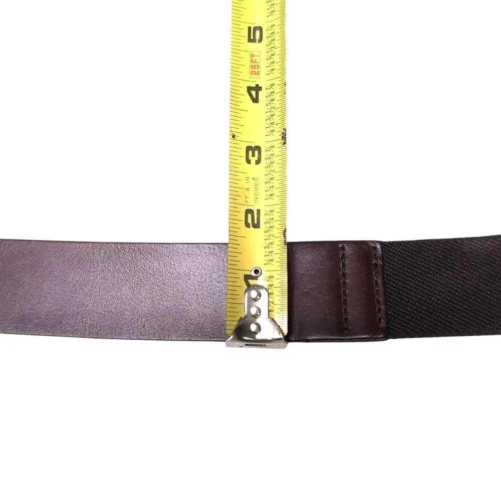 LL Bean Belt Mens 40 Brown Full Grain Leather Brass Buckle Stretch Insert 509490